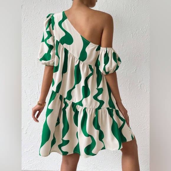 NEW✨- Boho Color Block One Shoulder Dress - Picture 6 of 6